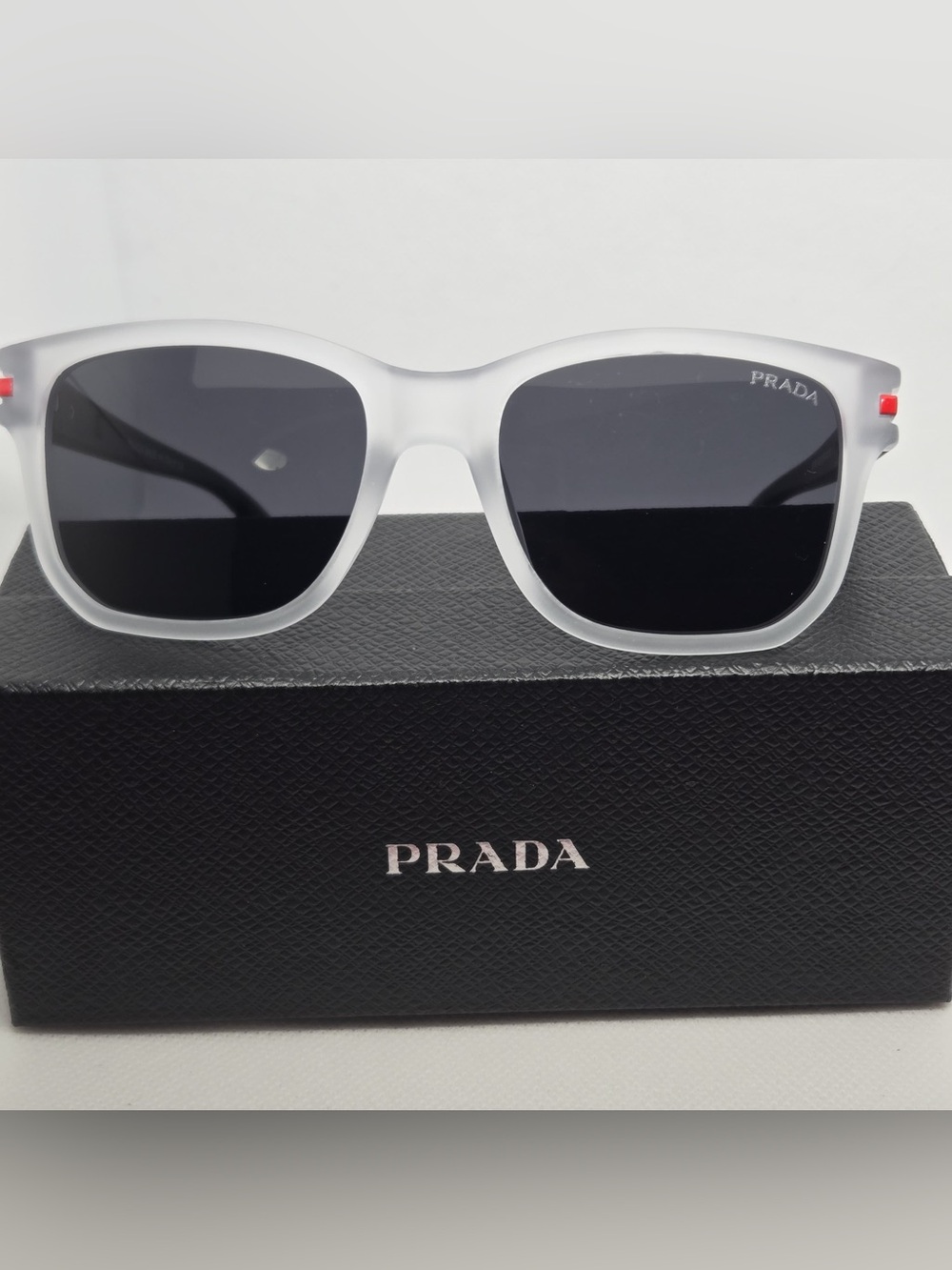 Prada White Frame Black Lens Women's Sunglasses - Designer Chic
